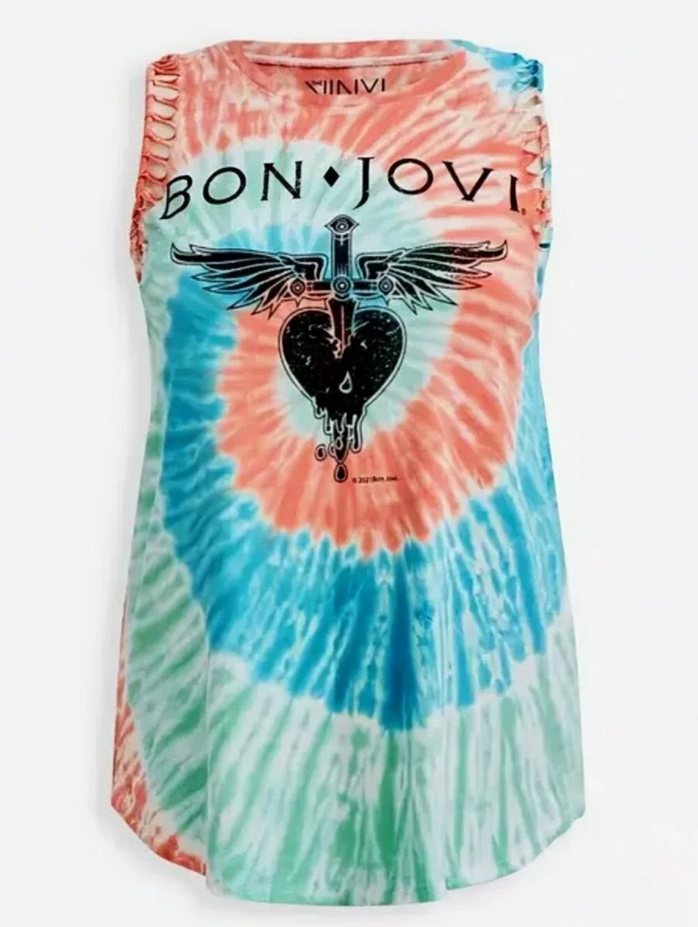 Torrid, Vinyl Icons-Bon Jovi, Classic Fit Slash Tank, Tie Dye, Size 4 - Picture 5 of 11